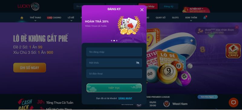 đăng ký nhà cái Lucky88