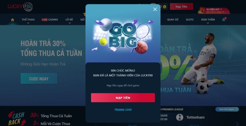 Chọn số may mắn để nhận thưởng khủng và hoàn tất đăng ký Lucky88